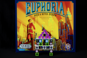Euphoria Board Game Box, Dice, and Stars